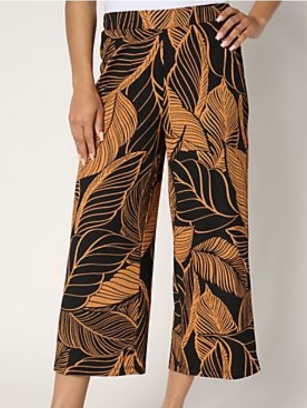 Susan Graver Regular Printed Textured Knit Wide-Leg Crop Pants